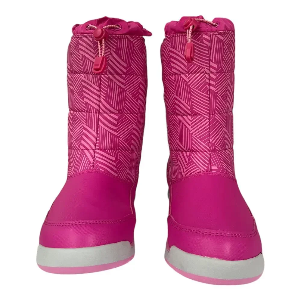 NEW Lands End Snow Flurry Winter Boot Raspberry Pink Geometric Pattern Big Kid 7